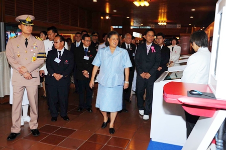 HRH Princess Maha Chakri Sirindhorn tours the exhibits at the 10th Thai Red Cross Assembly at the Ambassador City Jomtien Hotel.